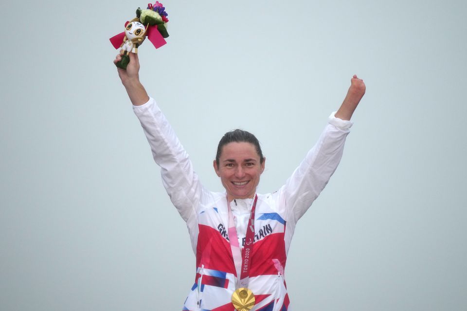 Storey celebrated her record-breaking gold medal triumph