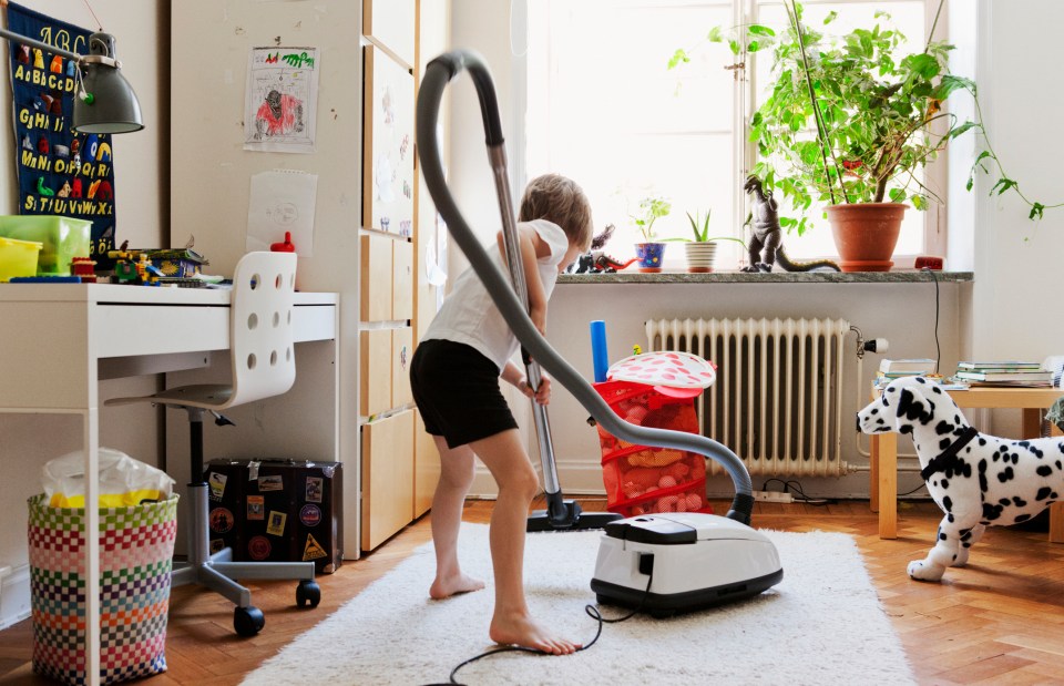 At the age of 4-5 children can begin to help with the hoovering