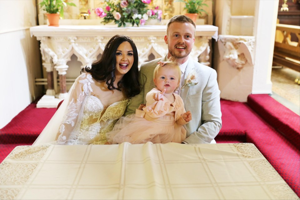 Jessica and Adam Attwood, of Cheshire, invited friends and family to their daughter's christening - but guests had no idea they were hosting their wedding instead