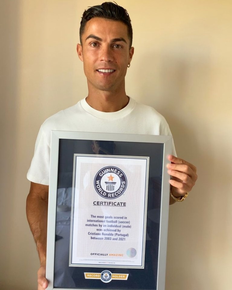 Cristiano Ronaldo was awarded his Guinness World Record certificate for his latest goalscoring exploit