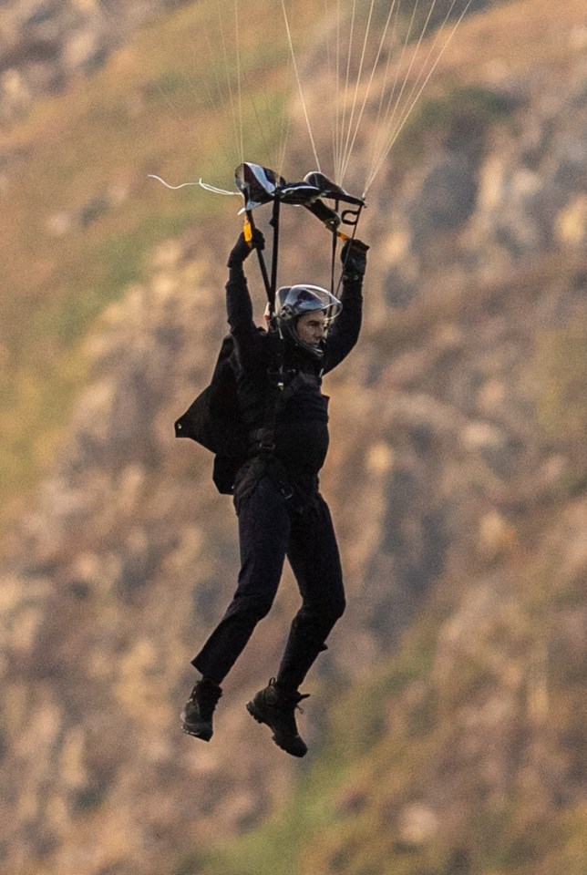 Tom Cruise pulled off another death-defying stunt in the Lake District yesterday