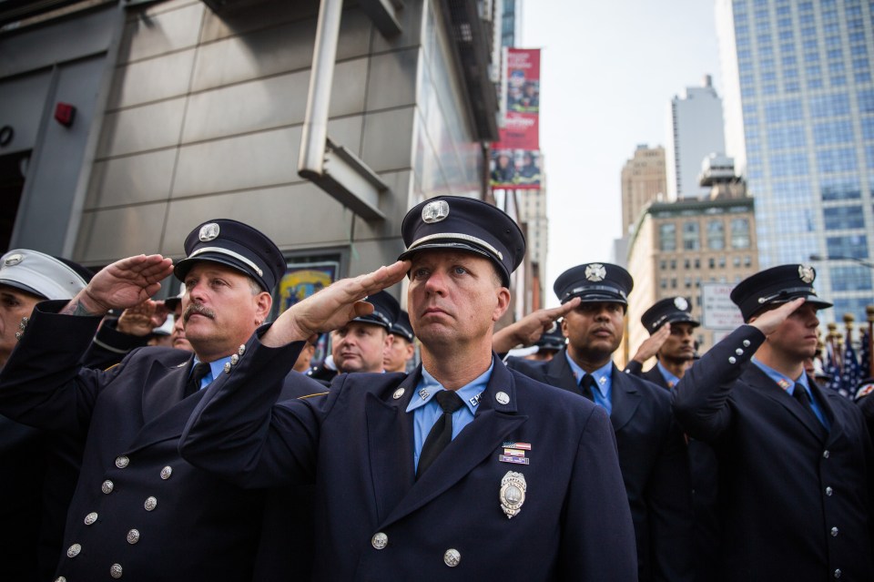 New York Firefighters observe a minutes silence