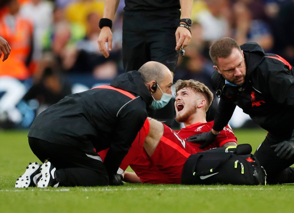 Harvey Elliott suffered a nasty injury on the hour mark