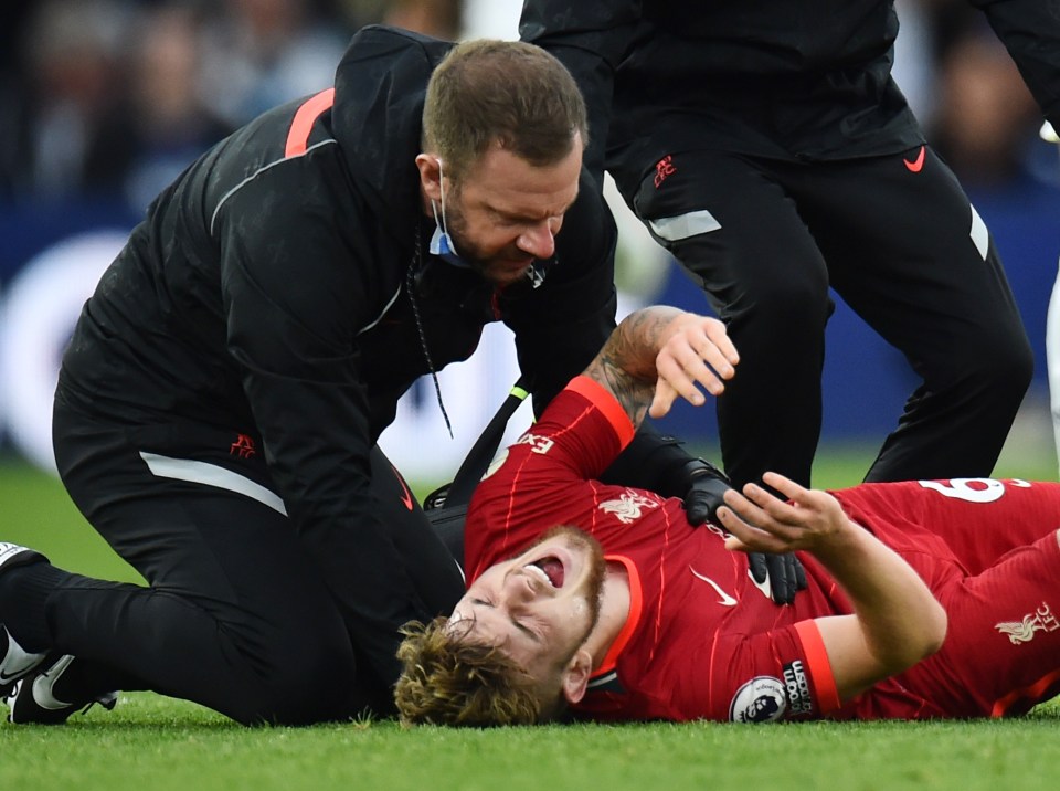 Harvey Elliott suffered a broken ankle in Liverpool's game at Leeds