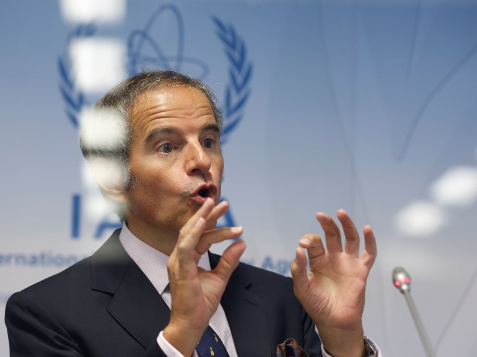 IAEA Director General Rafael Grossi at a news conference following his visit to Iran