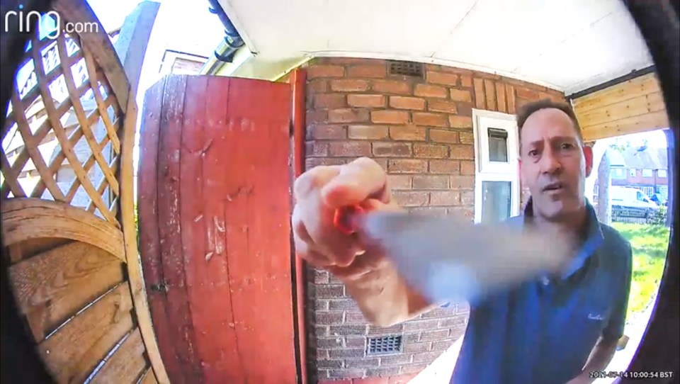 Neighbour Stephen Grove, 56, has been damaging the Ring camera on his next door's property