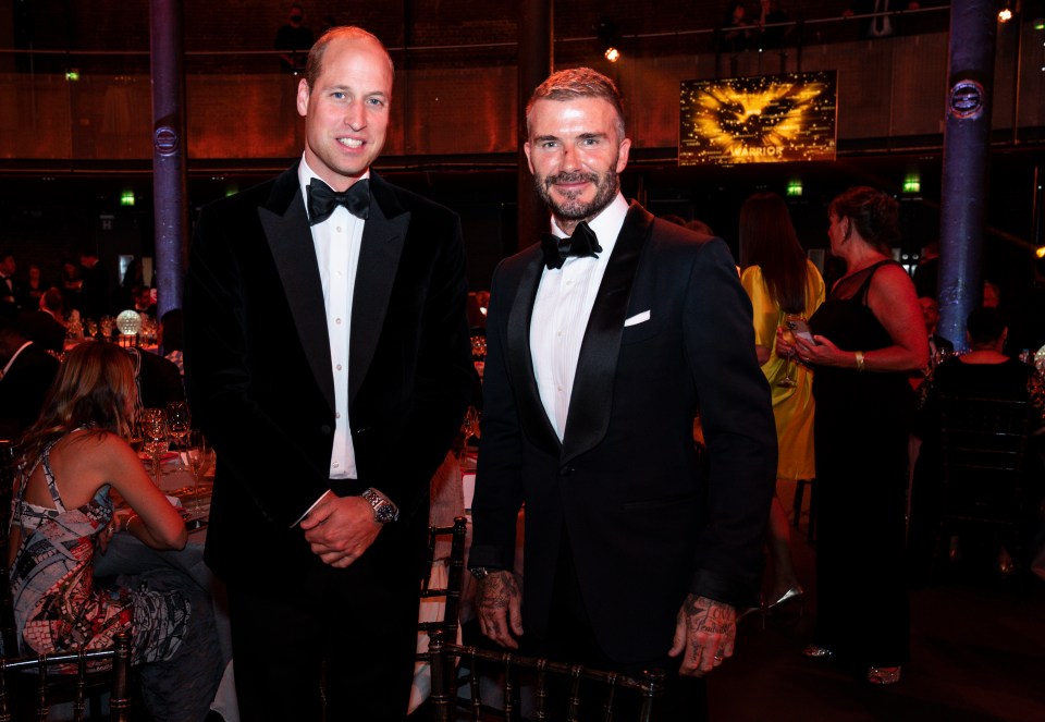 Becks was joined by Prince William at the star-studded event