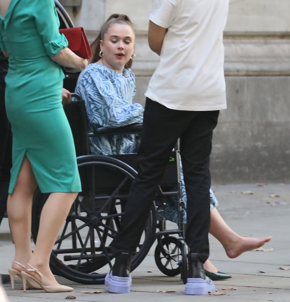 Actress Megan Cusack was rushed to hospital after falling down some stairs at the Tric Awards