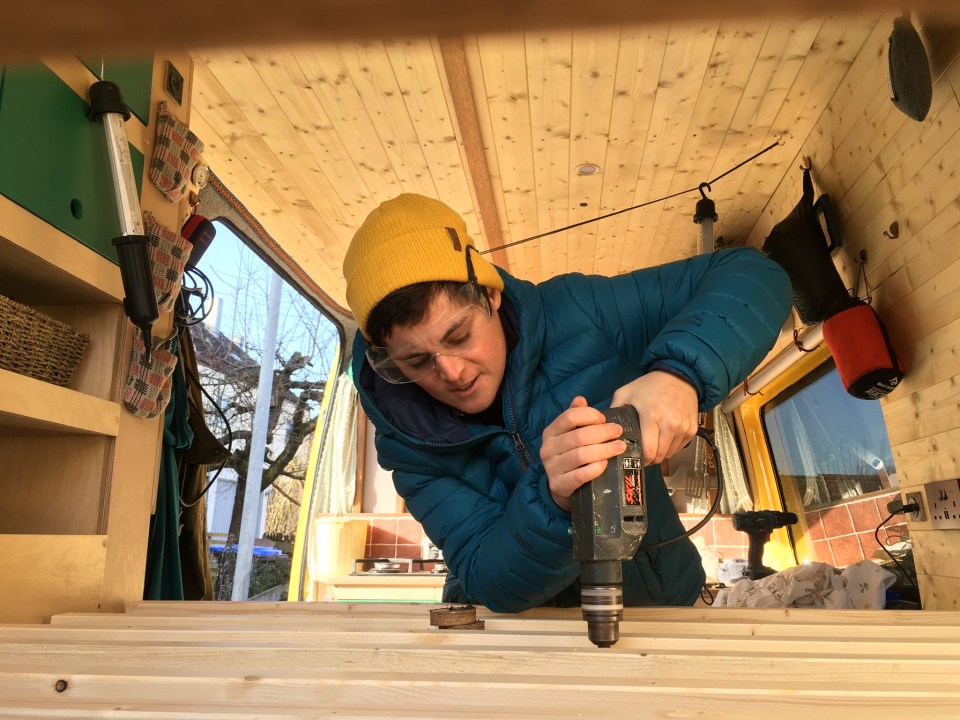 The couple learnt to do all of the building work themselves