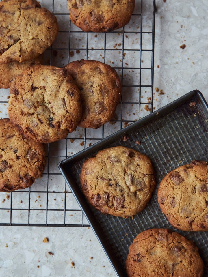 Pair these Nutella, Biscoff and peanut butter cookies with ice-cream and enjoy