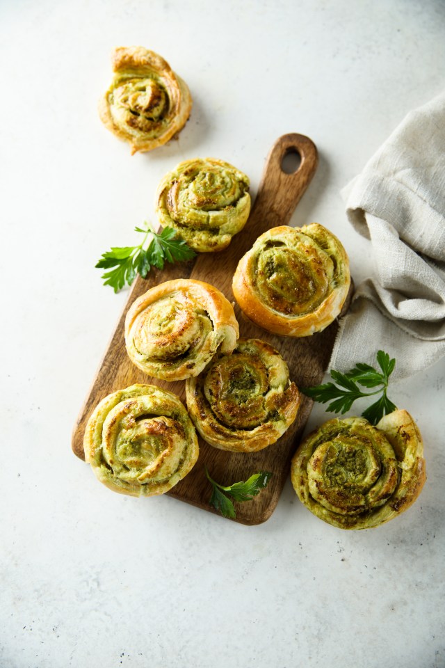 Cheese & pesto pinwheels make a delicious savoury snack