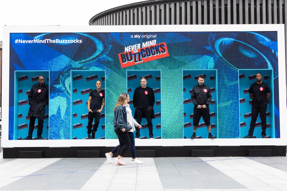 Ben, Abz, Dane and Shane in their real-life identity parade, with one random person, at King's Cross station