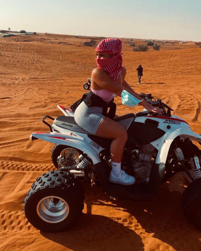 Wright enjoying a quad-biking session in the desert