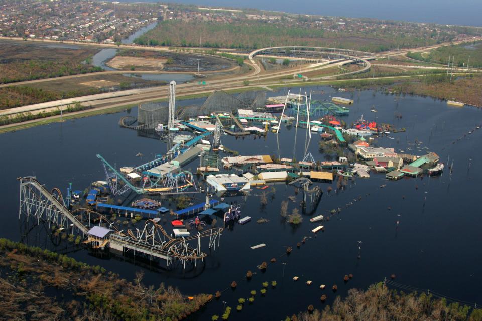 After the storm, the whole park was submerged as was the area around New Orleans