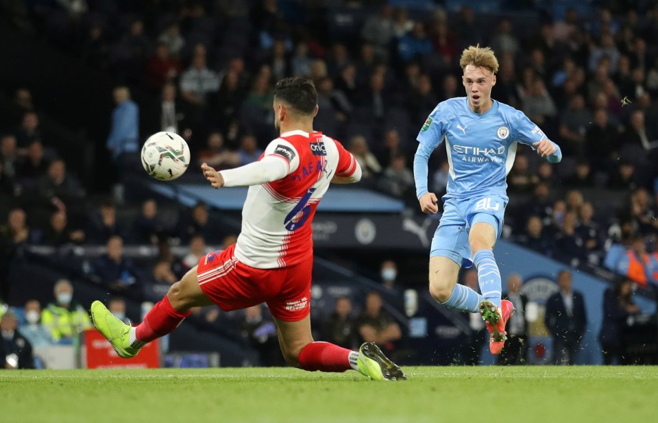 Man City teen Cole Palmer, 19, scored his first senior goal