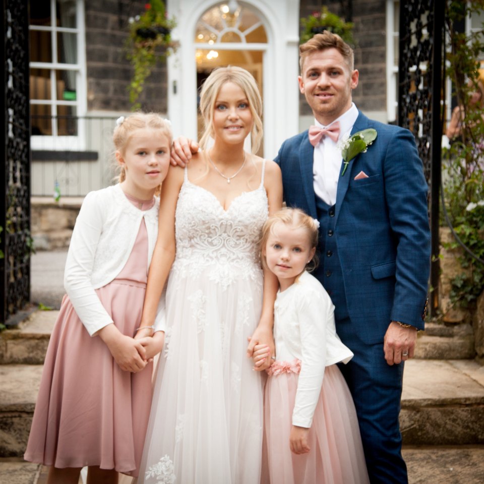 Sinead Richards married her partner of 12 years Liam in August. They are pictured above with their two daughters Paige, seven and Georgie 10