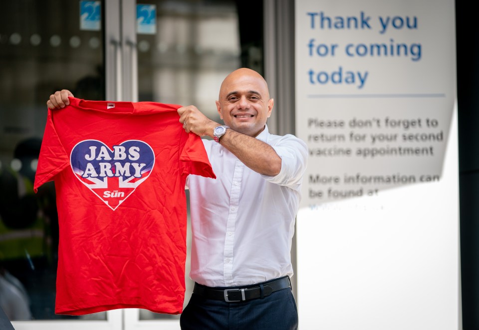 Sajid Javid got stuck in at a Covid vaccine centre in central London