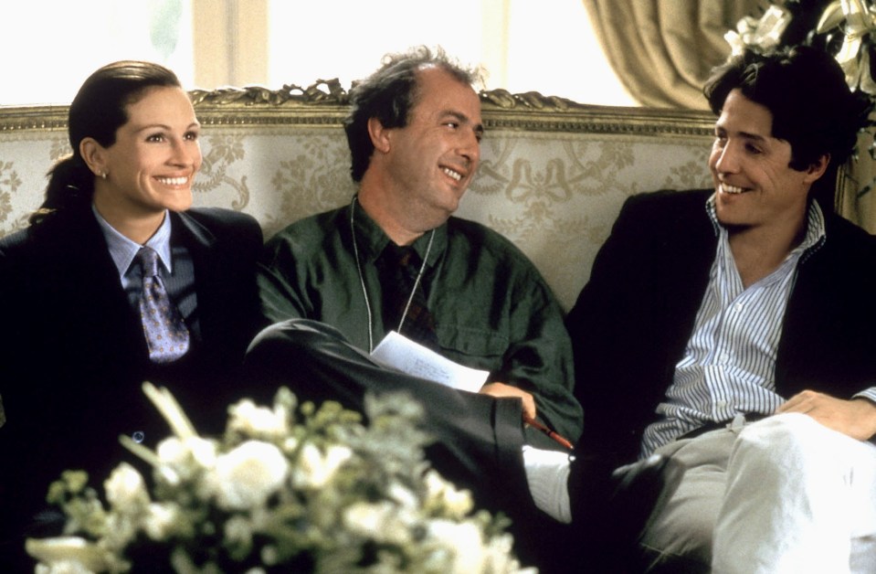 Roger pictured with Julia Roberts and Hugh Grant on the set of Notting Hill