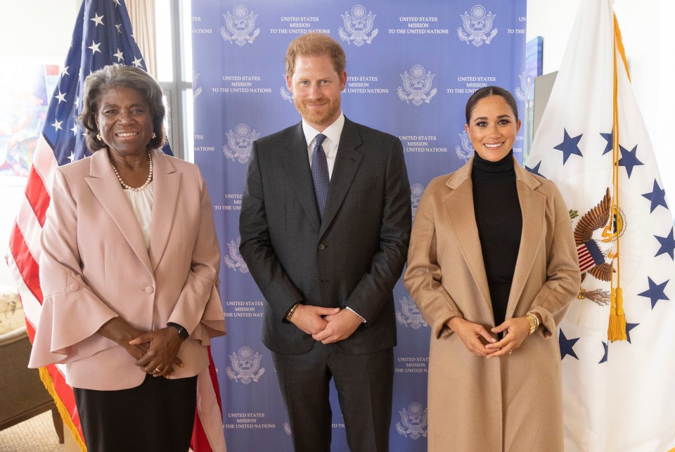 The couple travelled to 50 UN PLaza to meet with the US Ambassador to the UN Linda Thomas-Greenfield