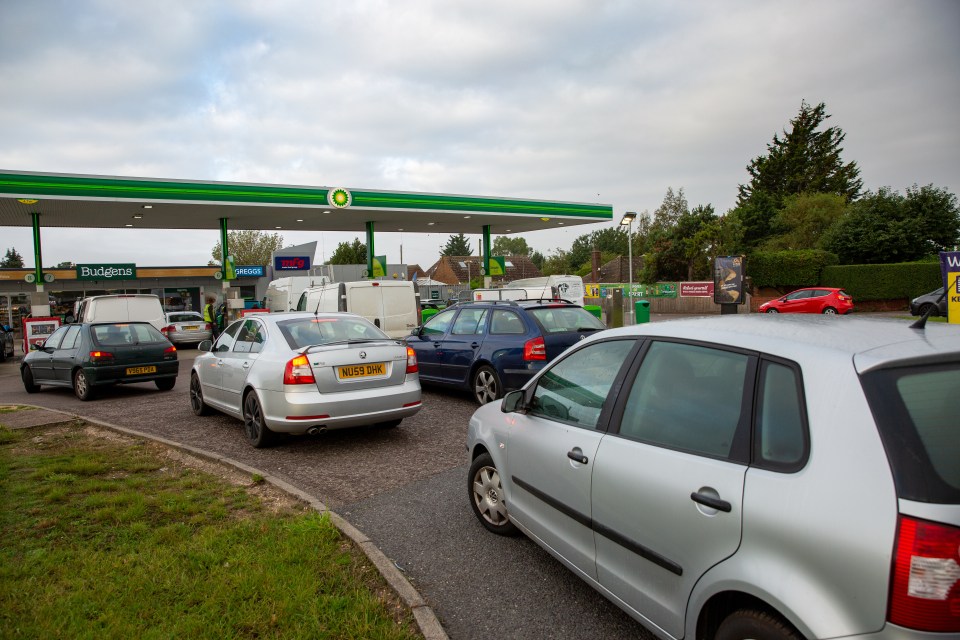 Drivers were queuing up at 8am on September 25 at this BP station in Soham, Cambridgeshire