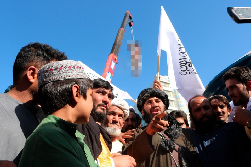 Taliban fighters hung four men from cranes over the weekend in the Herat