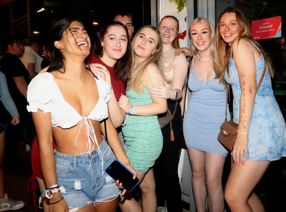 Another group of friends laugh as they enjoyed the night out