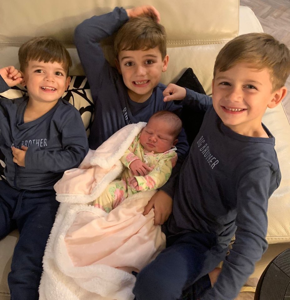 The actor shared a picture of the boys with their little sister