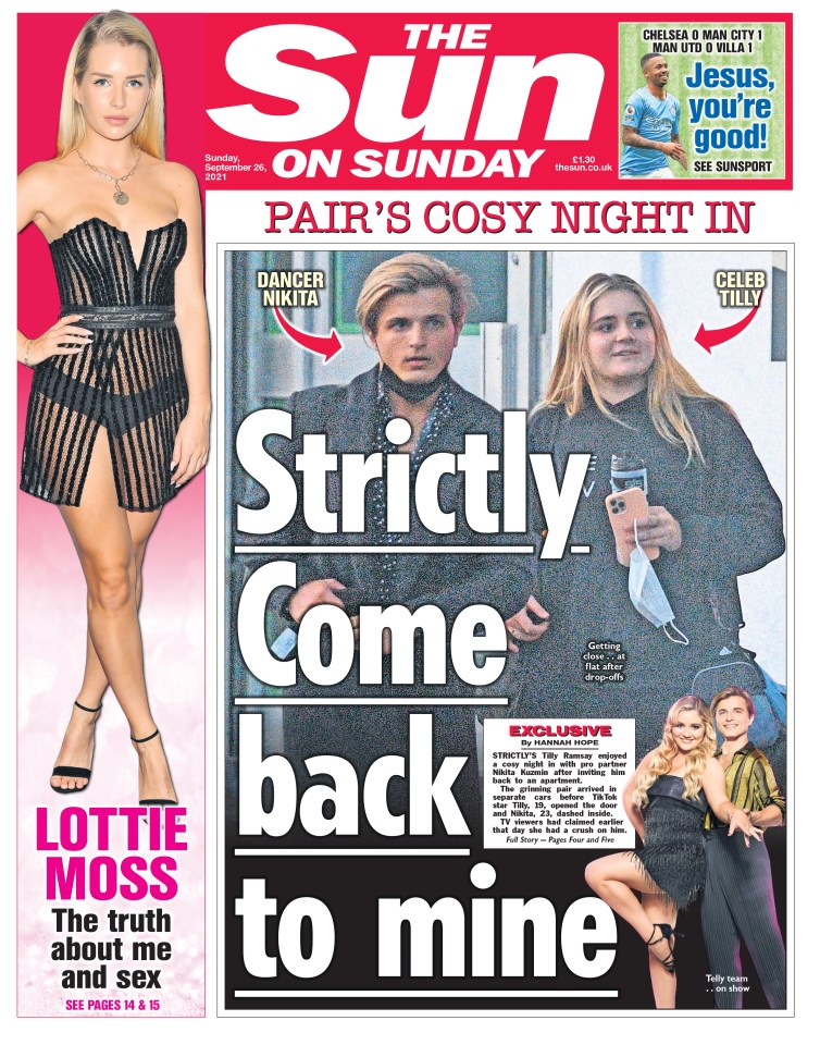 The Sun's front page reported that Tilly let Nikita into her flat at night