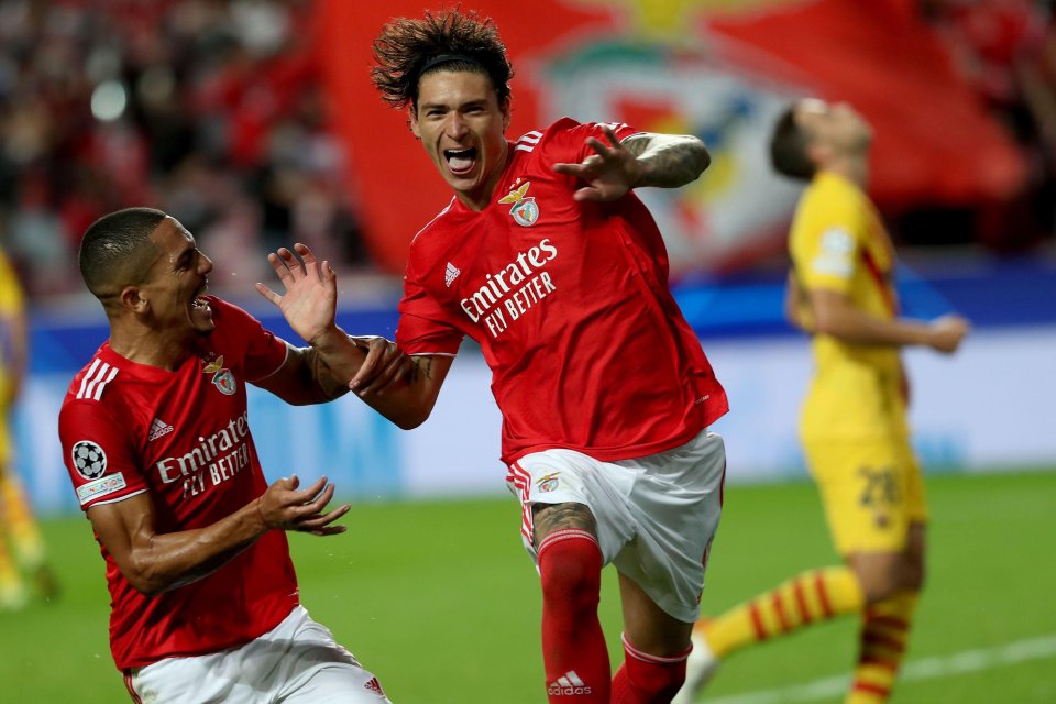 Darwin Nunez netted twice as Benfica smashed Barcelona