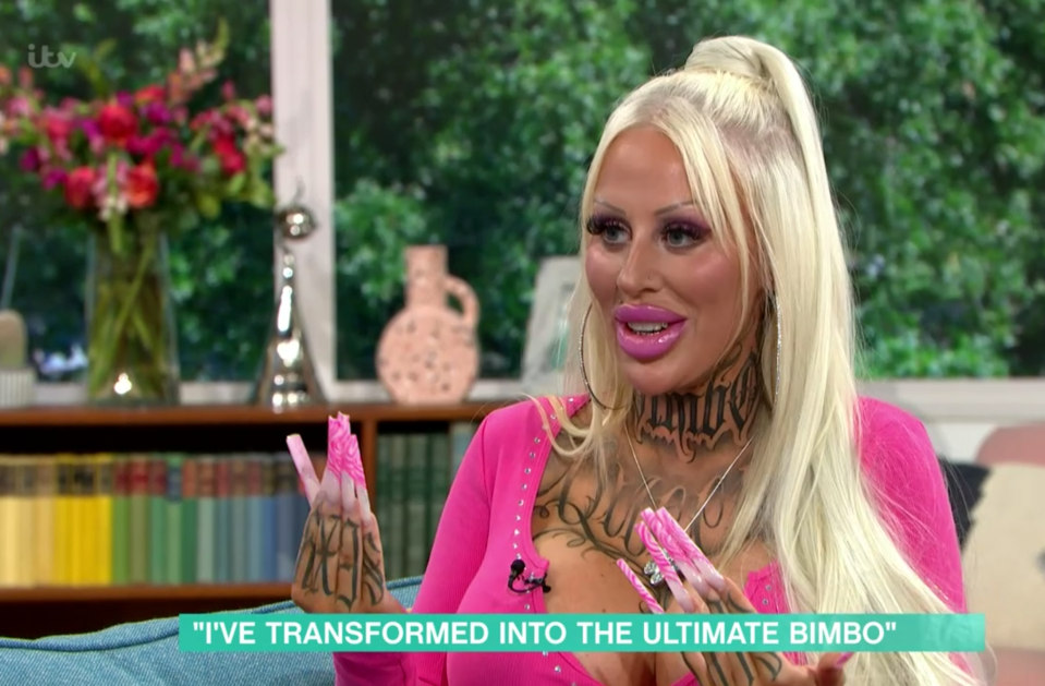 She showed viewers her fake nails, fake teeth, and fake boobs and has a number of tattoos