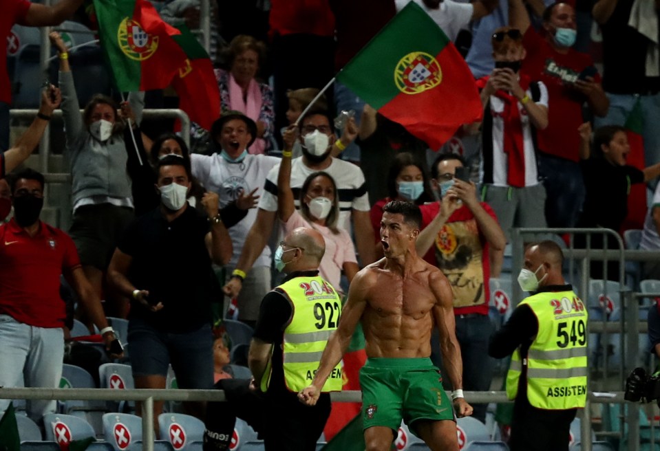 Cristiano Ronaldo celebrates his late double last night