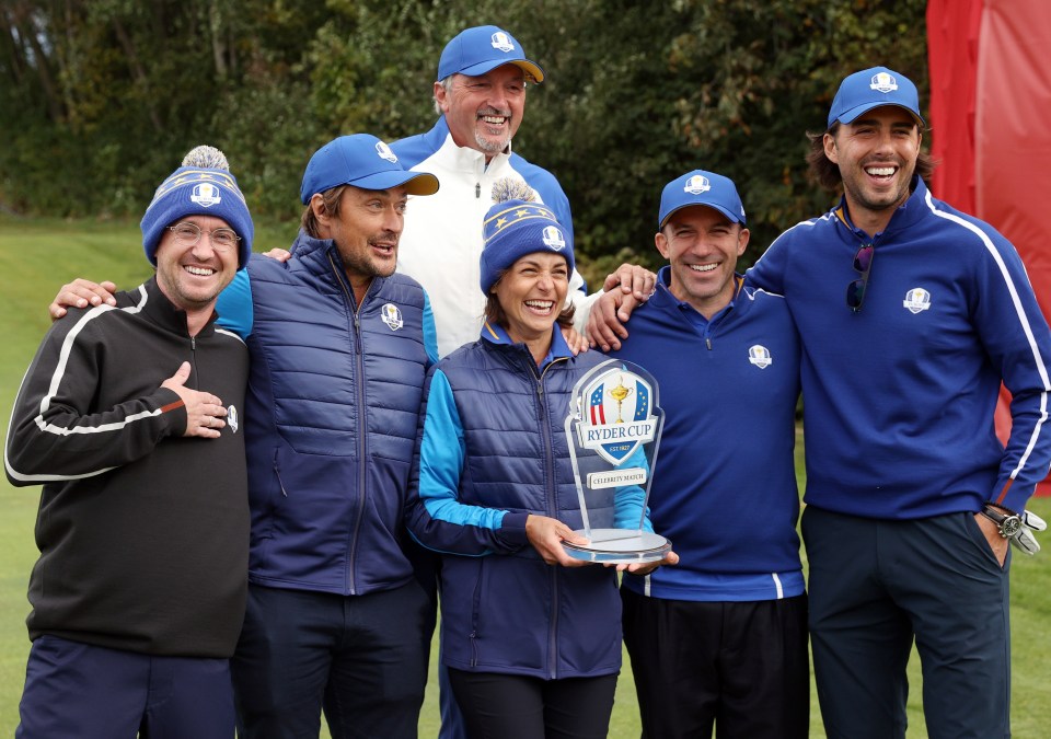 Tom with fellow stars taking place in the celebrity cup including Teemu Selanne, Toni Kukoc, Stephanie Szostak, Alessandro Del Piero, and Sasha Vujacic