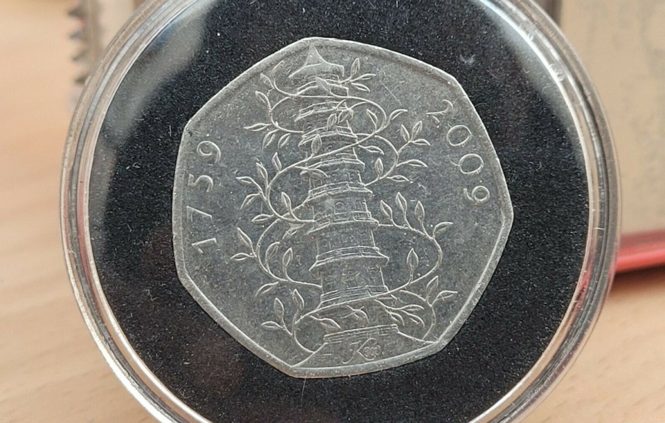 The 50p features a famous structure from London's Kew Gardens on the design