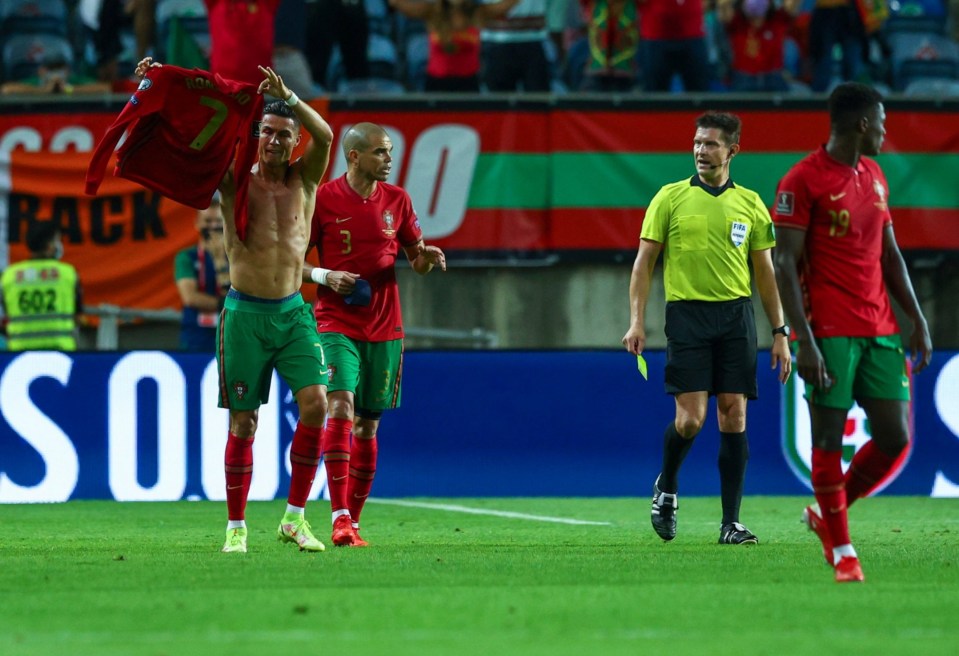 Cristiano Ronaldo is suspended for Portugal after picking up a yellow card for removing his shirt while celebrating his late winner