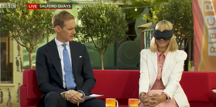 Dan Walker took Louise outside with a blindfold