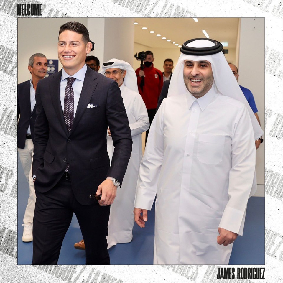 Rodriguez was all smiles upon his arrival at Al Rayyan’s stadium to complete his transfer