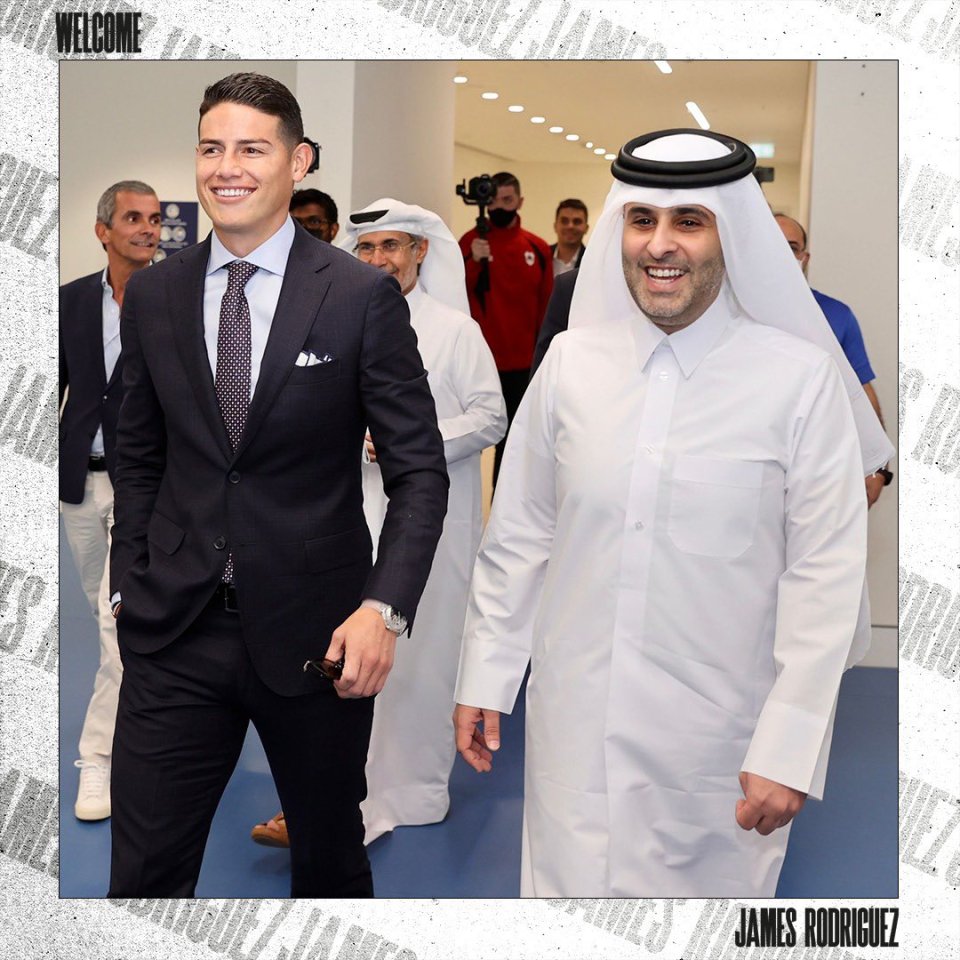 Rodriguez was all smiles upon his arrival at Al Rayyan's stadium to complete his transfer