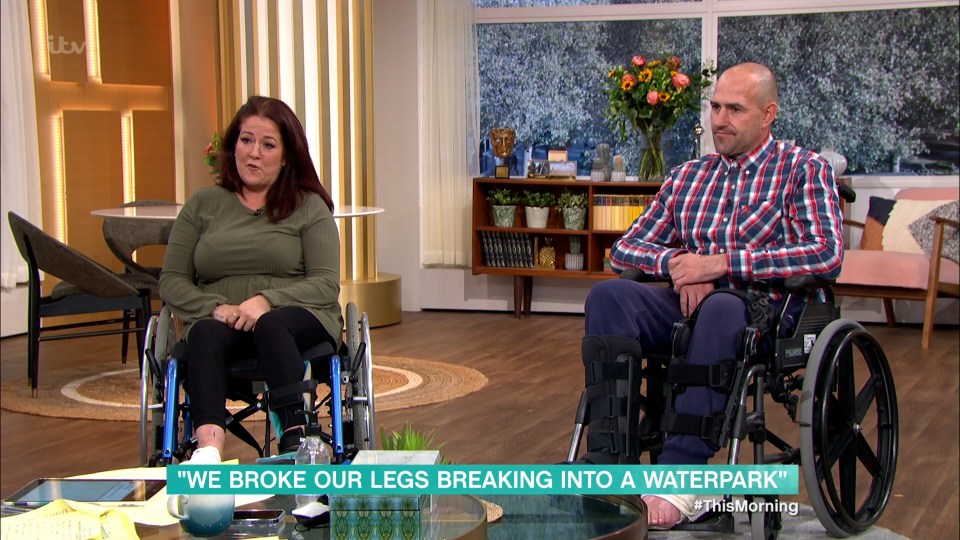 Claire and Barry suffered horror injuries after drunkenly breaking into a water park at 2am