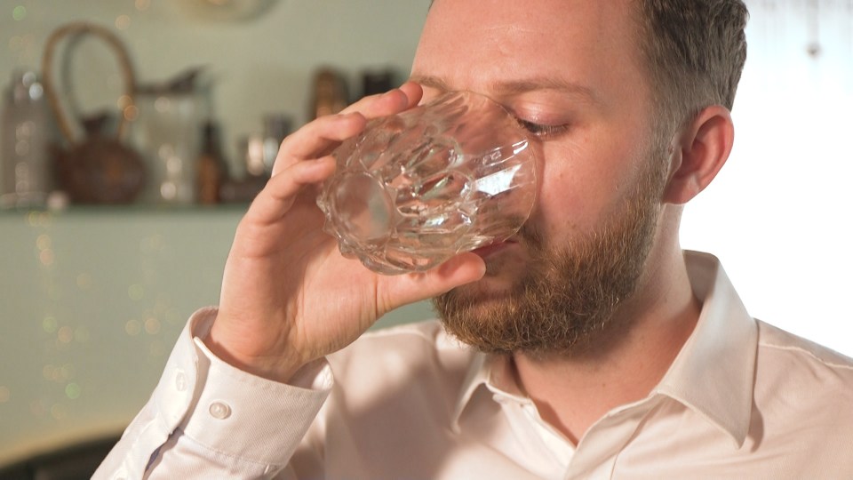 The Sun’s Harry Pettit sips a glass of Atomik Spirit