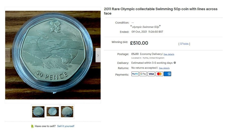 One 50p sold for as much as £510 just days ago