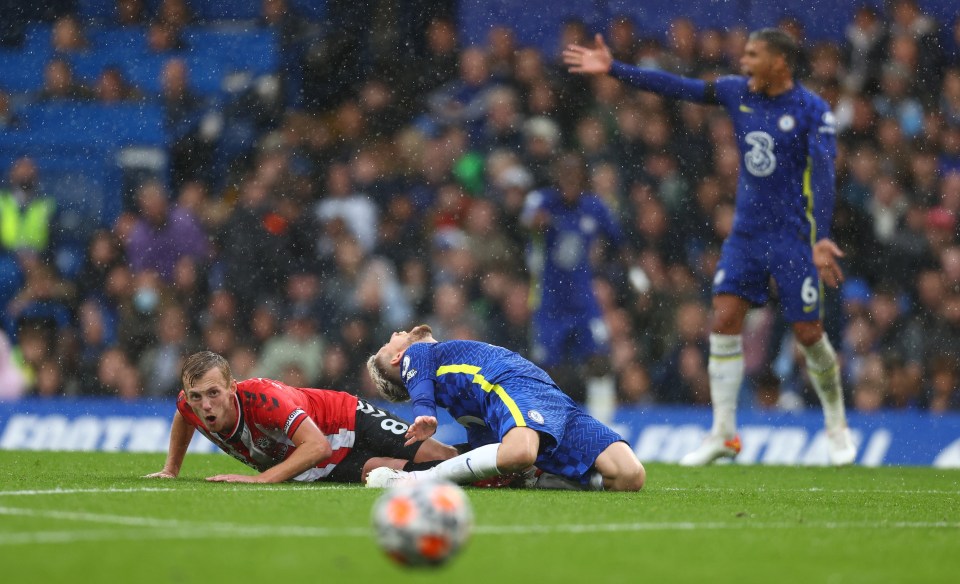 James Ward-Prowse was sent off for a dangerous foul on Jorginho