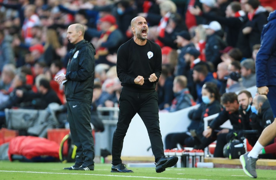 Pep Guardiola was booked for his complaints during the game