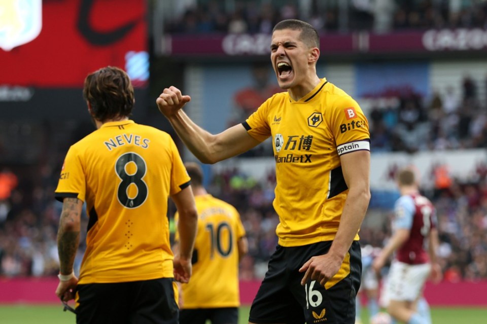 Coady makes a fist-bump to the away crowd after his important goal