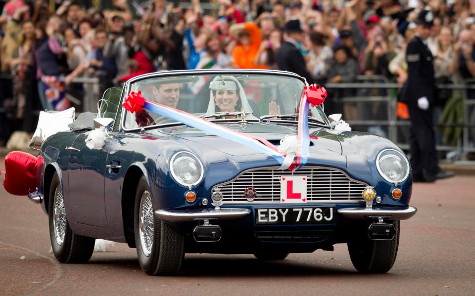 William and Kate left their wedding in his father's Aston Martin