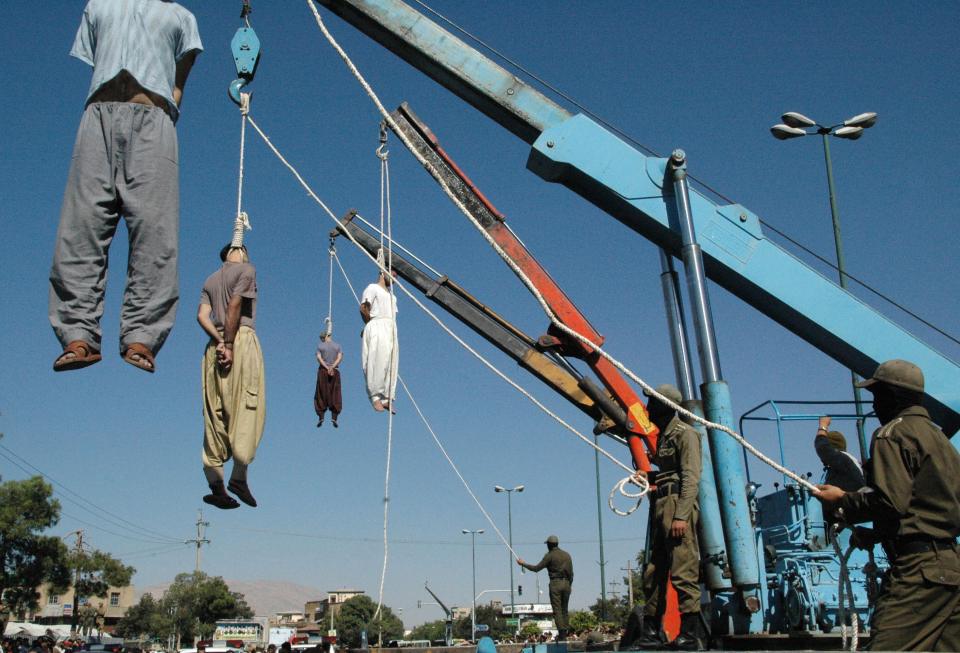 Iran sometimes carries out mass hangings in public