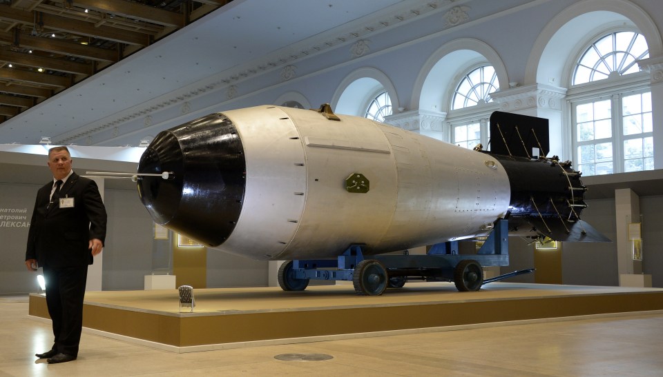 A mock-up of the Tsar Bomba displayed in Moscow