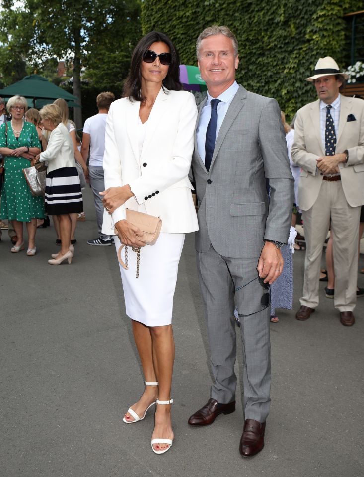 Coulthard with his wife Karen Minier