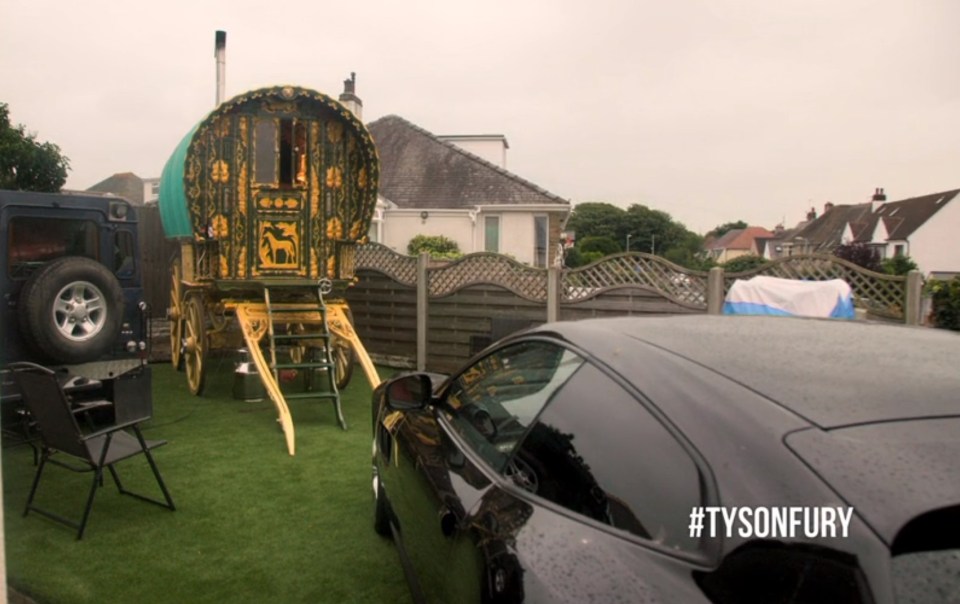 The boxer isn't afraid to embrace his traveller heritage and has his wagon in the back garden