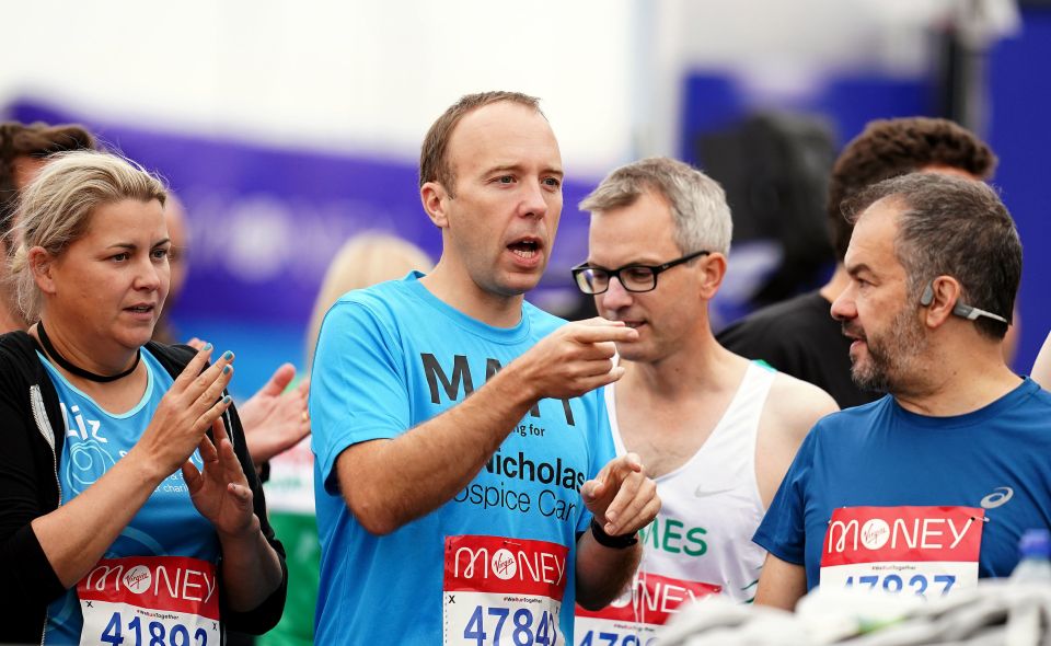 Avid runner Matt Hancock is seen ahead of today's race