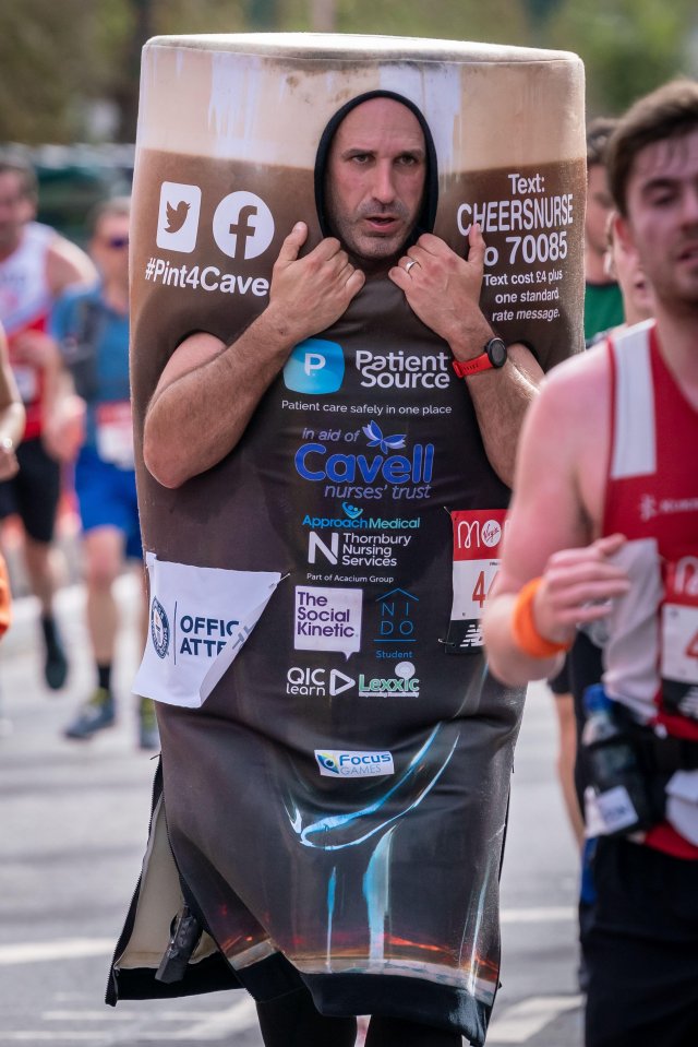 One man dressed up as a pint